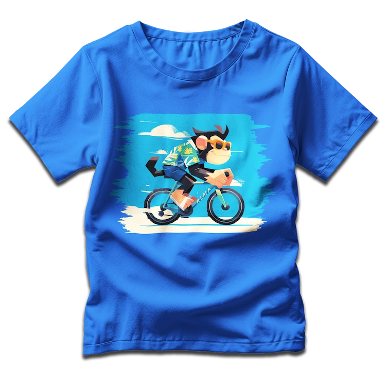 tee shirt Bleu gorille velo sunset