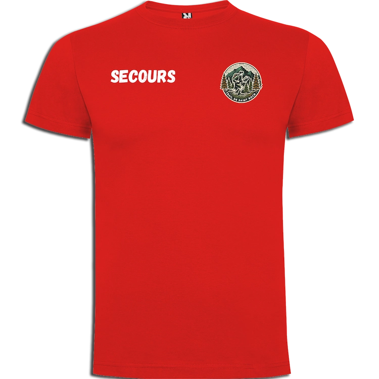 tee shirt secours devant rouge