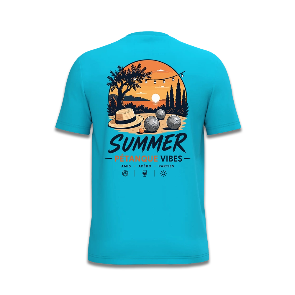 Tee shirt summer petanque blue dos