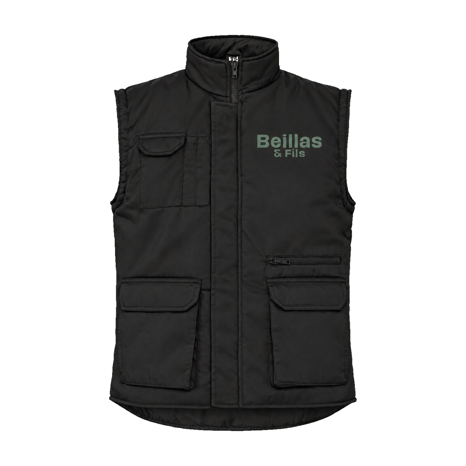 Beillas & Fils — Vêtements professionnels 3 Gilet de travail noir Beillas & Fils — vue de face avec logo côté cœur