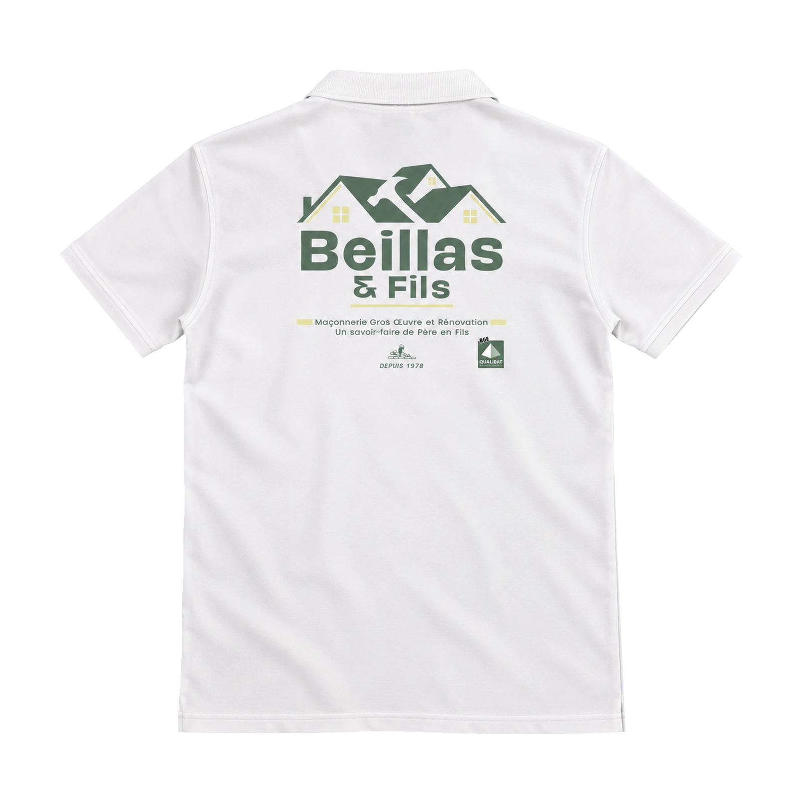Beillas & Fils — Vêtements professionnels 4 Polo blanc Beillas & Fils — vue de dos avec grand logo