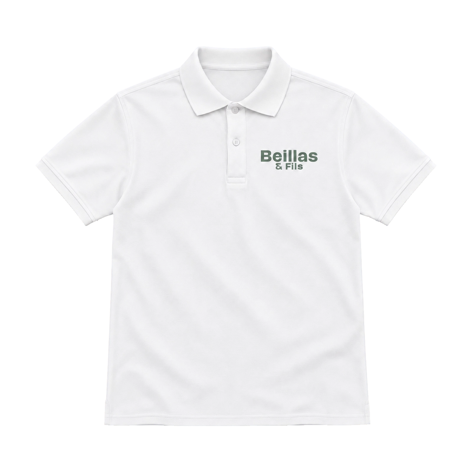 Beillas & Fils — Vêtements professionnels 1 Polo blanc Beillas & Fils — vue de face avec logo côté cœur
