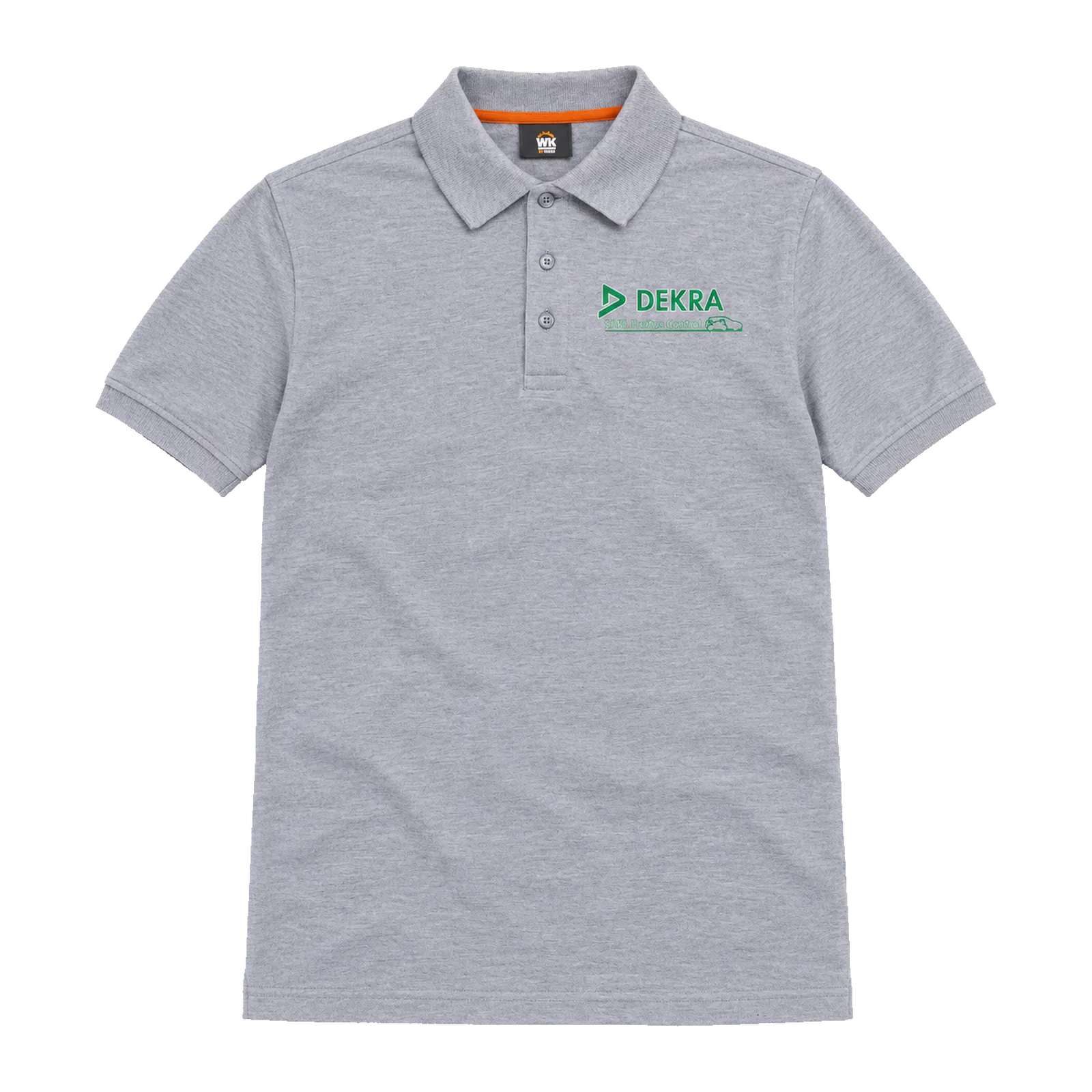 DEKRA — Polo gris clair à manches courtes Polo gris clair à manches courtes avec logo DEKRA Freitas Control côté cœur