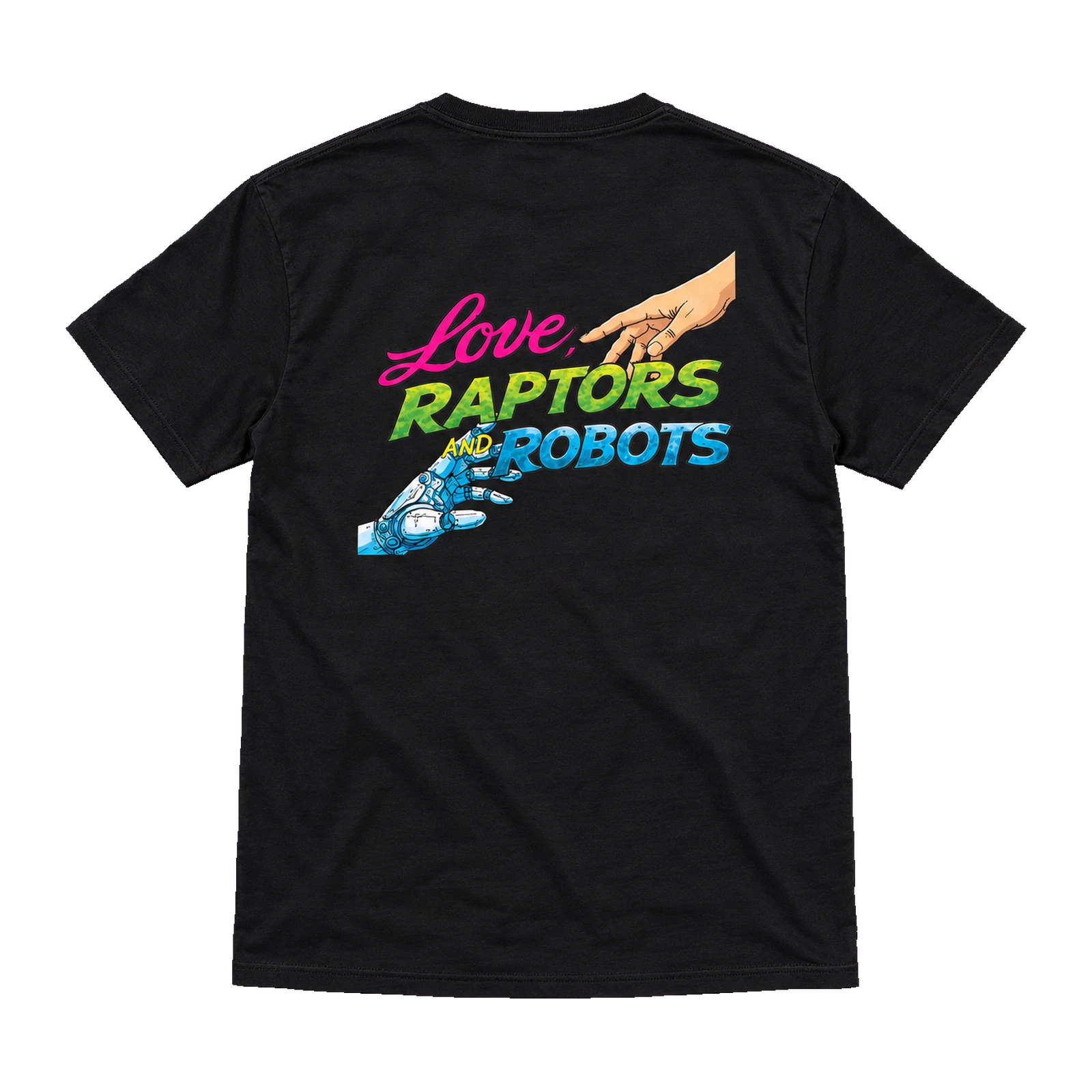 The Dimmicks — Collection textile pour les fans 8 Tee-shirt noir Love Raptors & Robots — dos