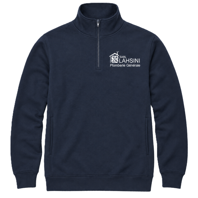 Sweat demi-zip bleu marine LAHSINI avec logo côté cœur Sweat demi-zip bleu marine LAHSINI avec logo côté cœur