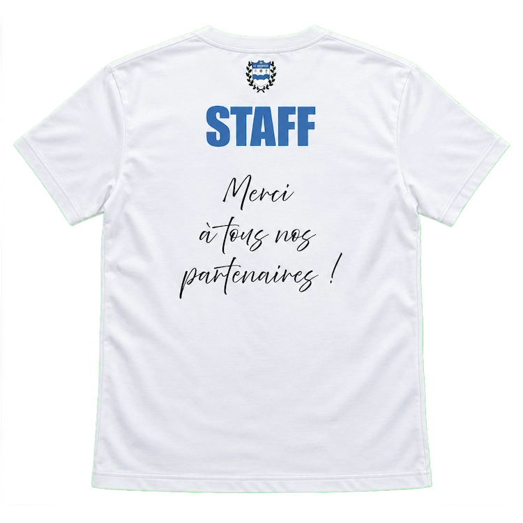 FC Mirepoix — Textiles du club 10 Textile personnalisé du staff du FC Mirepoix, vue de dos