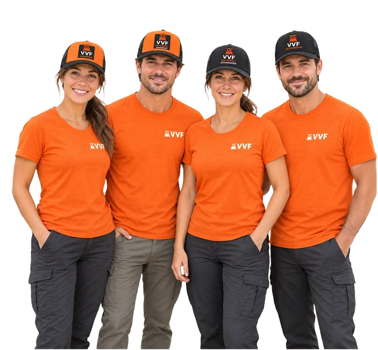 VVF — Tee-shirts et casquettes pour les équipes de camping